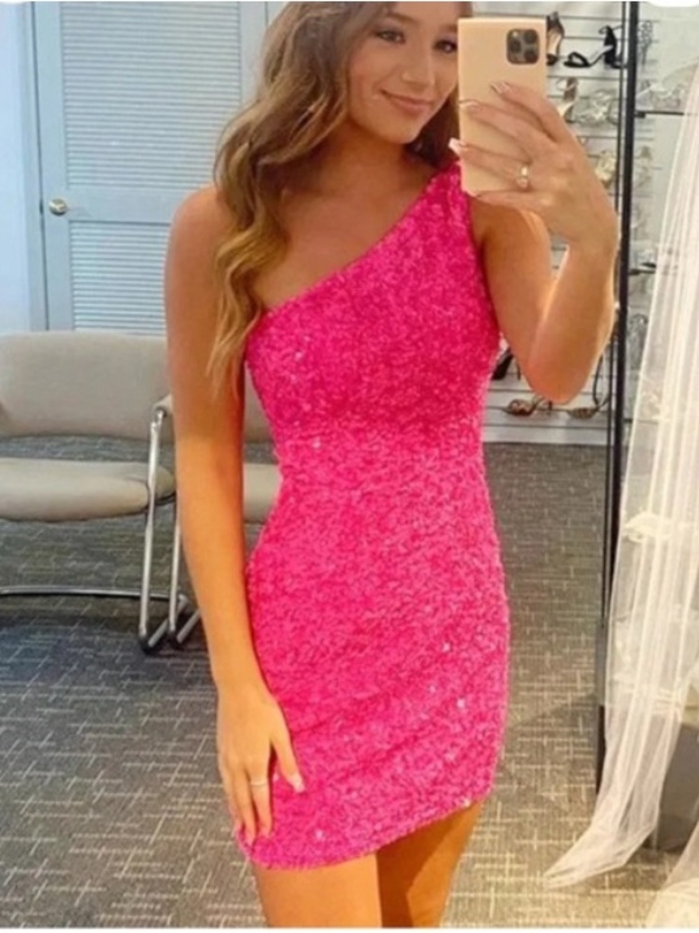 Berlinova Hot Pink Sequin formal Dress
